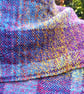 Handwoven Wool & Silk Scarf in Blues, Purple and Gold - Image 2