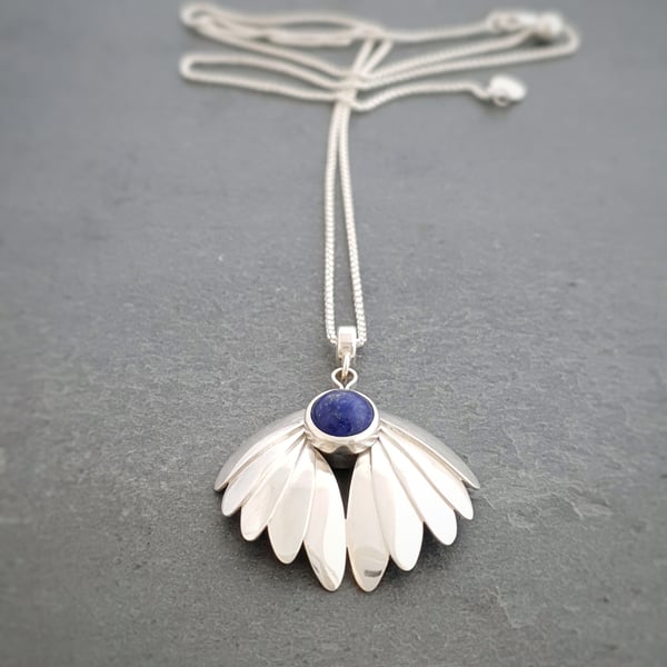 SECONDS SUNDAY SALE Wings Reversible Pendant with lapis and chrysoprase stones