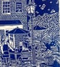 The Courtyard Café Limited Edition Lino Print in Blue - Image 4