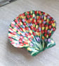 Tulip field handpainted scallop shell Trinket dish.   - Image 5