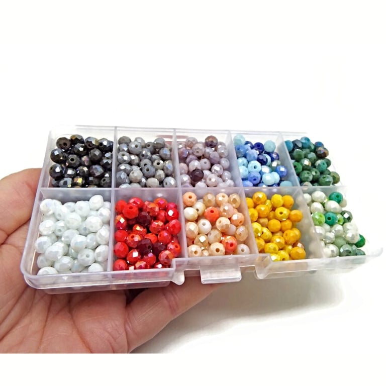 750 Faceted Glass Rondelle Beads, 10 Colours, Boxed for Jewellery Making