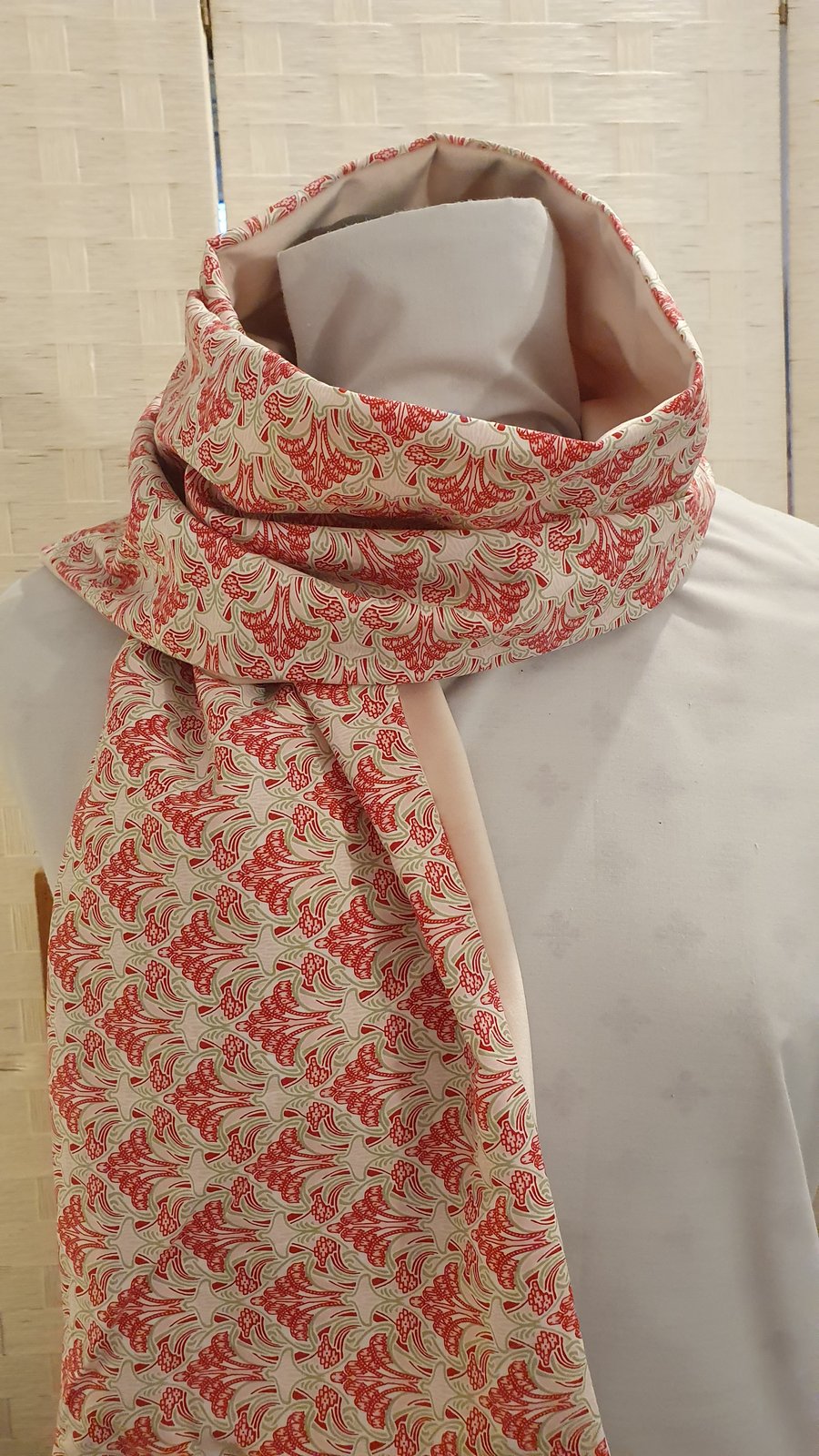 Liberty of London Print Long Scarf.Cotton Tana Lawn and Velvet  