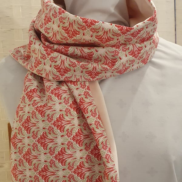 Liberty of London Print Long Scarf.Cotton Tana Lawn and Velvet  