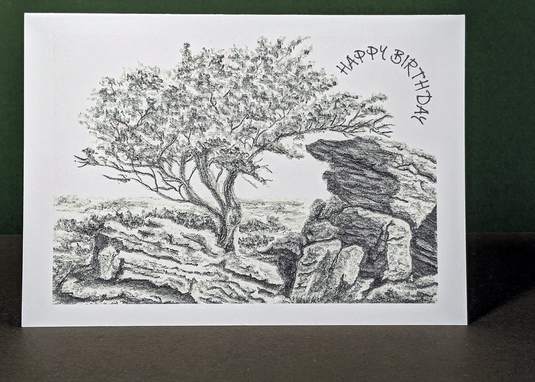 Sticks and Stones Pencil Art Card: Blank or Personalised A6-Size Greetings Card