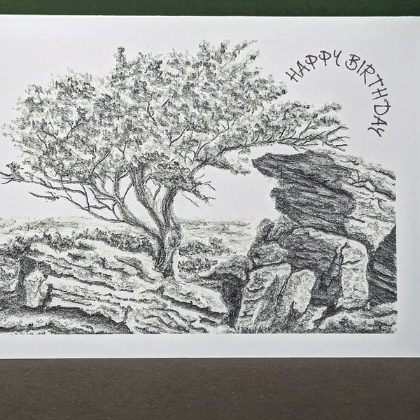 Sticks and Stones Pencil Art Card: Blank or Personalised A6-Size Greetings Card