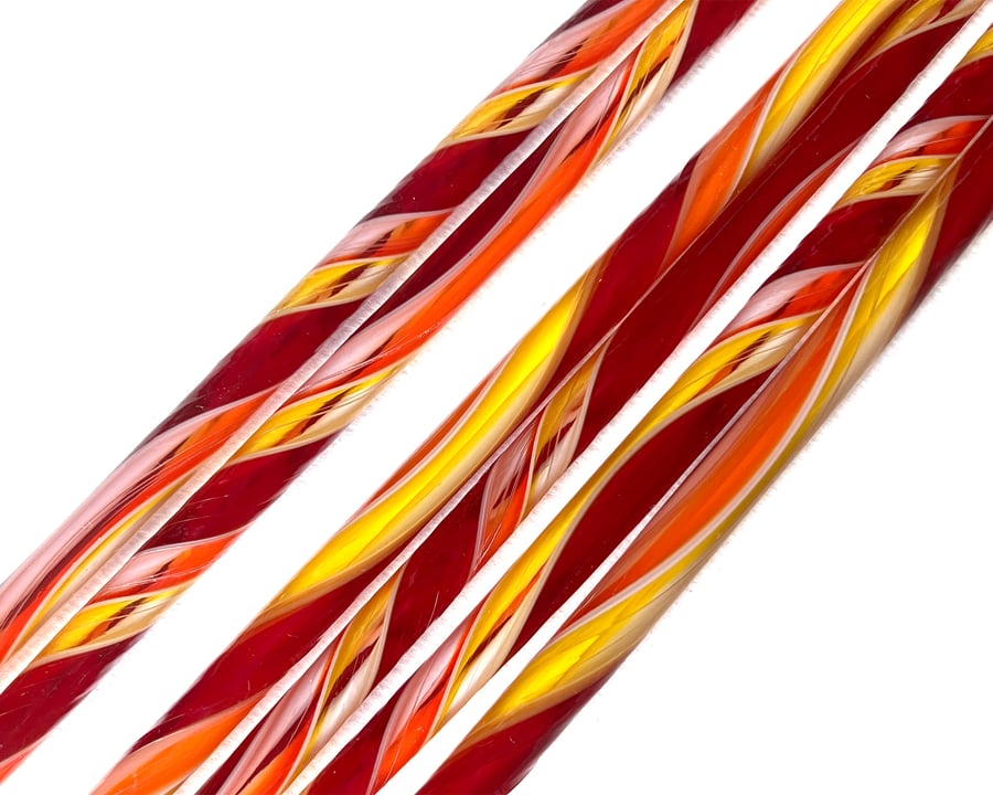 Twisted cane 24cm Carnival pack Bullseye 90 coe glass Vitrigraph twisties