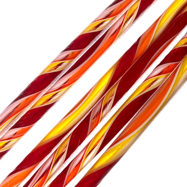 Twisted cane 24cm Carnival pack Bullseye 90 coe glass Vitrigraph twisties