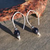 blue goldstone silver drop earrings