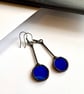 Royal blue stained glass circular statement dangle earrings, Mother's Day gift - Image 4