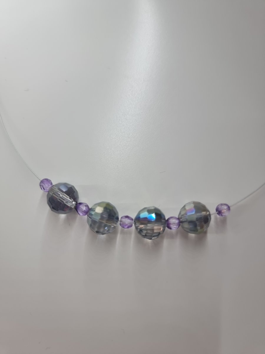 Clear crystal beaded necklace