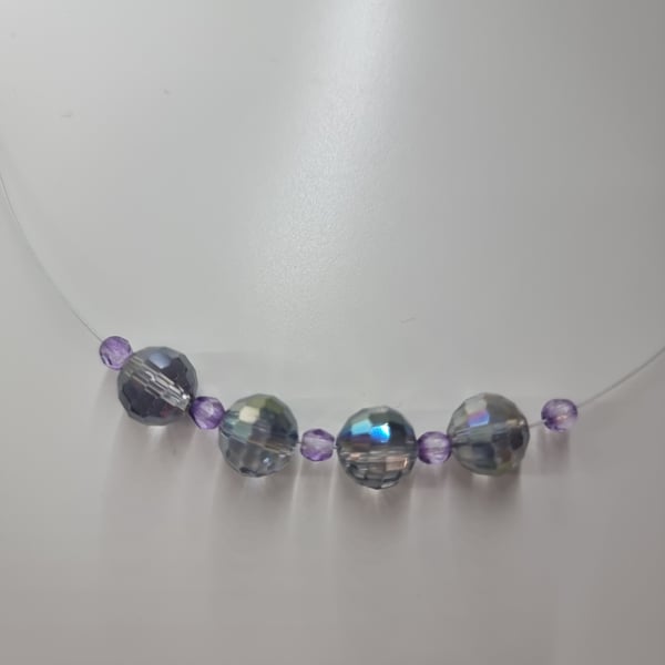 Clear crystal beaded necklace