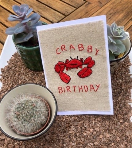 Happy birthday crab card.