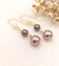 Pearl Earrings - Vintage Rose & Crystal Brown Pearl Drops - Special Occasion 