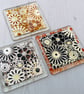 Handmade Fused Glass Flowers on Silver Drinks Coaster - Glass Tile Table Mat - Image 5
