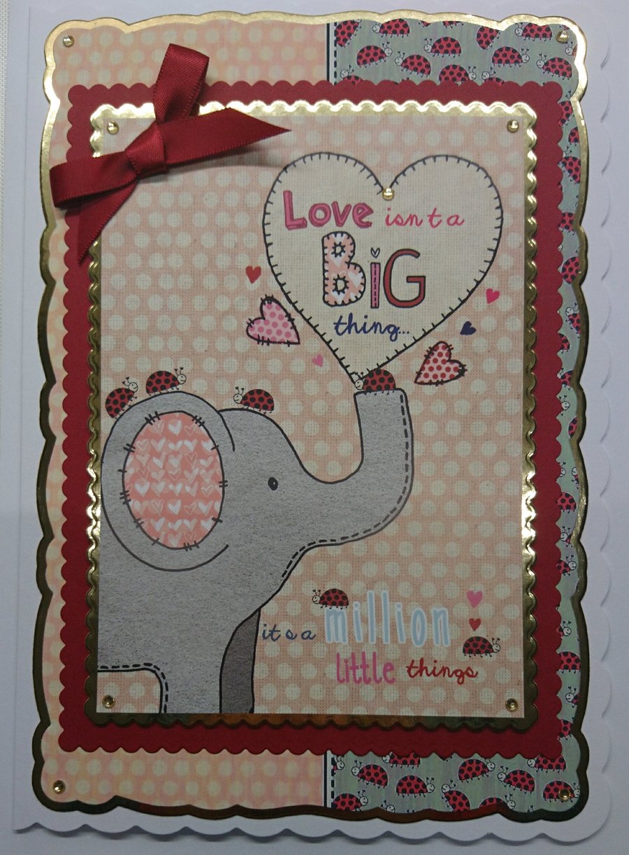 Valentine's Day Card Elephant Love Is A Million Little Things 3D Luxury Handmade