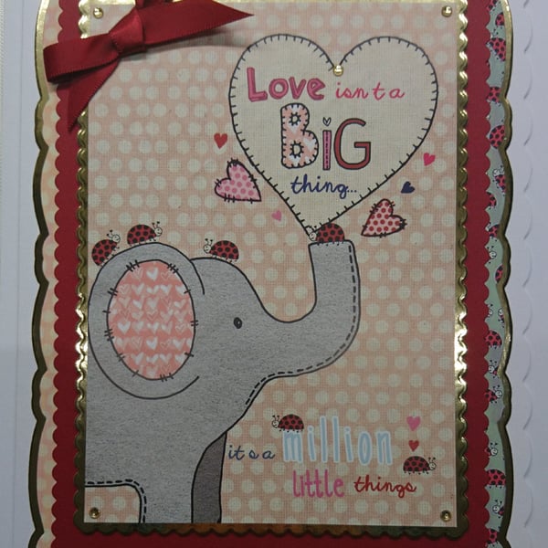 Valentine's Day Card Elephant Love Is A Million Little Things 3D Luxury Handmade