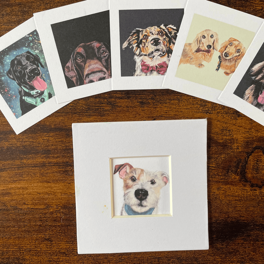 Miniature Pet portrait from a photo - commission a 2x2 inch original pet art 