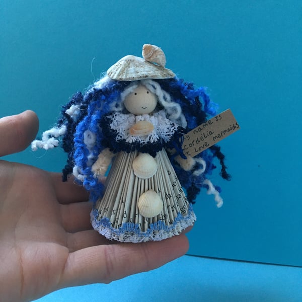 Fairy Doll Decoration - Folded Book Art - Sea Shells, Sea Themed Decoration