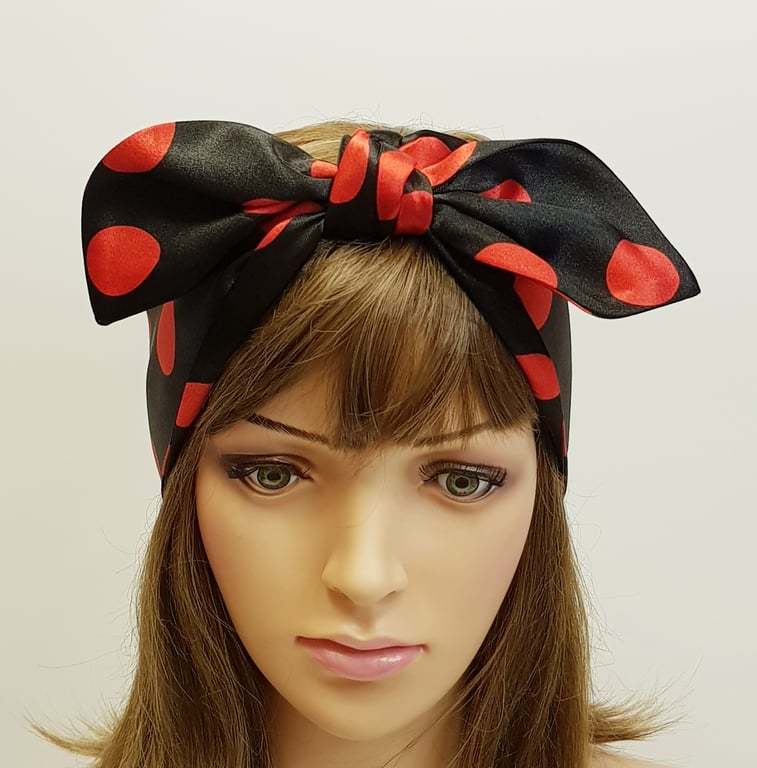 Satin hair scarf, self tie headband, extra wide head scarf, top knot hair tie