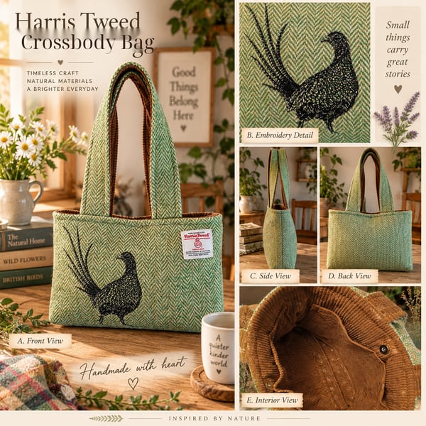 Harris Tweed Handbag with pheasant