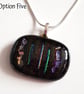 Black Dichroic Fused Glass Pendant - Rainbow Iridescent Necklace - Image 6