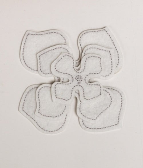 Pack of 3 White Small, Medium and Large Felt Flower Craft Embellishments