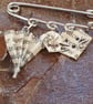 Alice in Wonderland Brooch: Origami Charms, Recycled Book Paper Kilt Pin