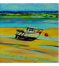 'Waiting for the Tide' Fishing Boat Oil Painting   Harbour Seascape Norfolk - Image 1