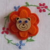SALE Felt Flower Bear Button Brooch
