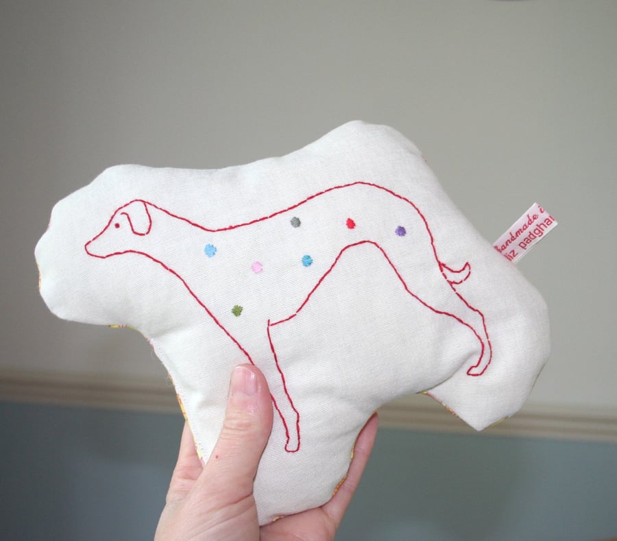 SALE Whippet Dog Hand Embroidered Plush Decoration