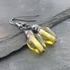 Yellow fairy light earrings, lamp work beads 