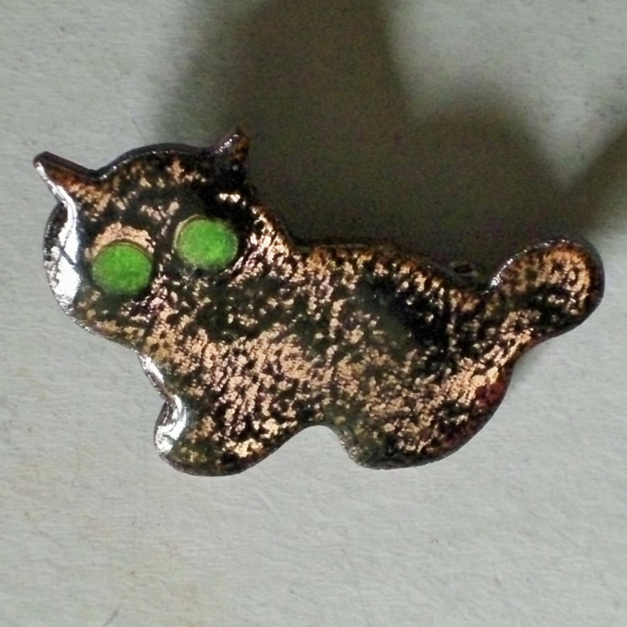 large brooch - black kitten