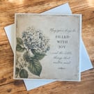 Vintage Botanical Greeting Card. Handmade Parchment Paper Card. 