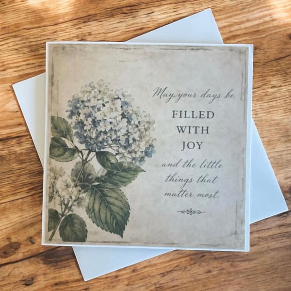 Vintage Botanical Greeting Card. Handmade Parchment Paper Card. 