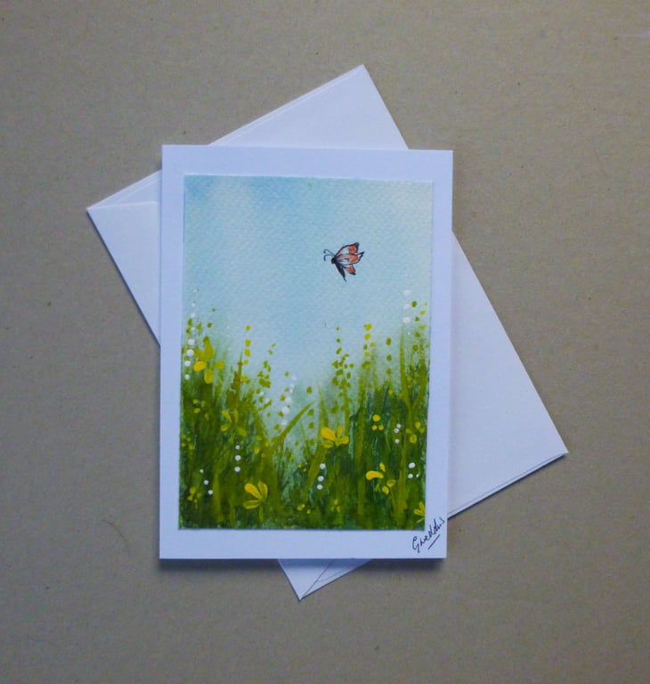 original hand painted blank greetings card ( ref FA 306 B2 )