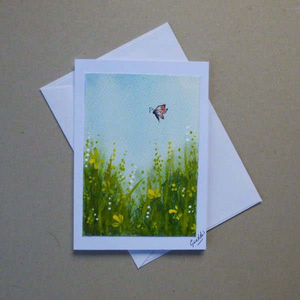 original hand painted blank greetings card ( ref FA 306 B2 )