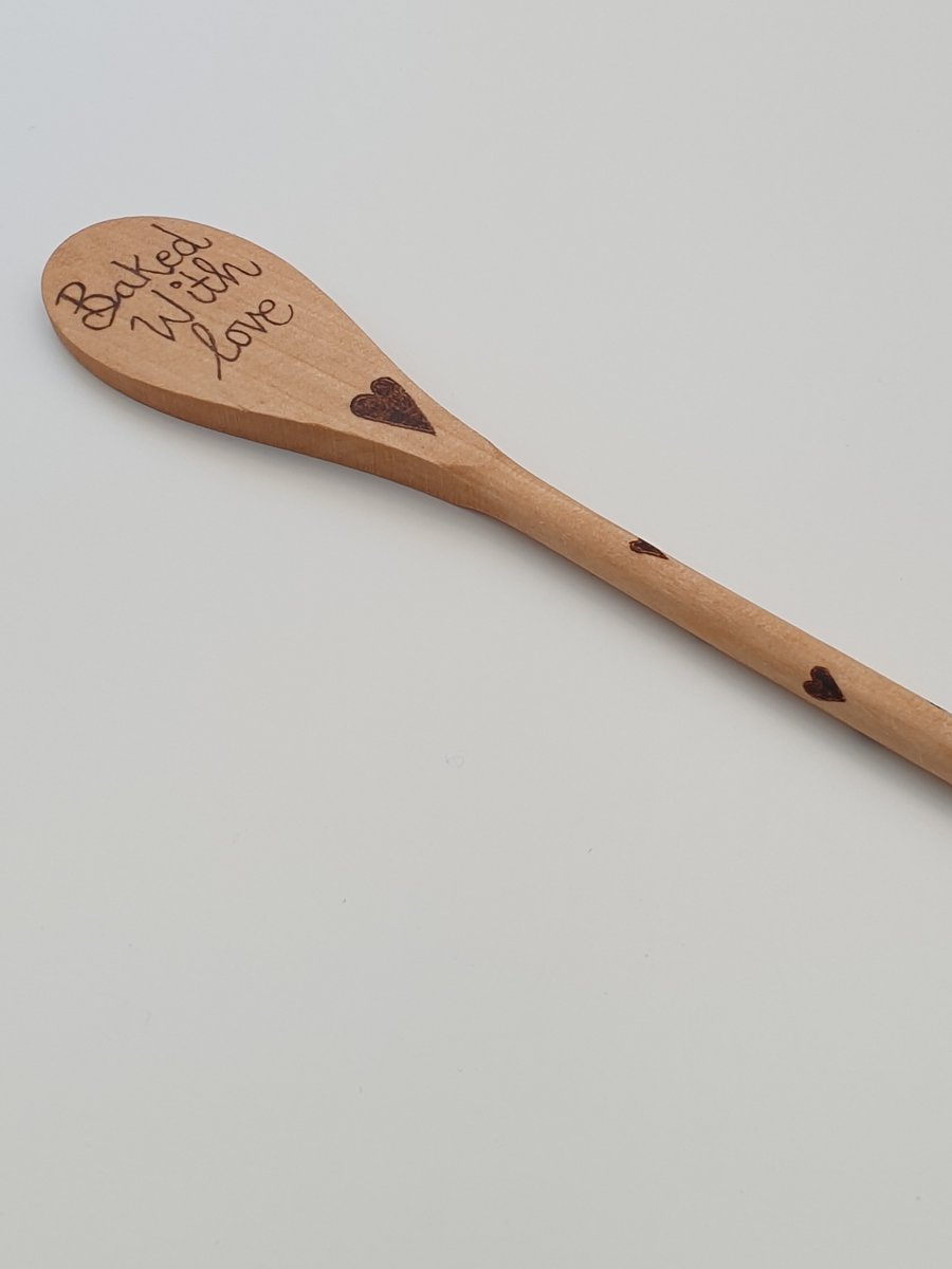 Baked with love by Mum woodburned baking spoon