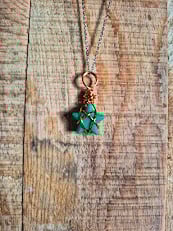 Hand Wrapped Green Glass Star Necklace – Gold Wire Pendant – Handmade Jewellery