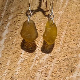 Honey Amber Seaglass Earrings