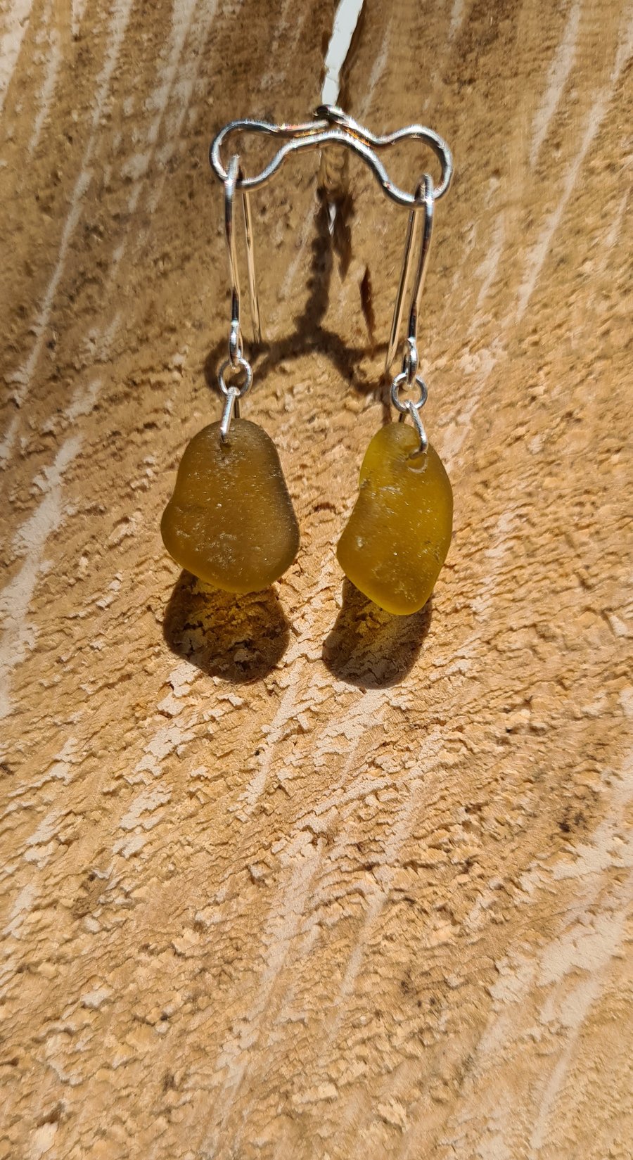 Honey Amber Seaglass Earrings