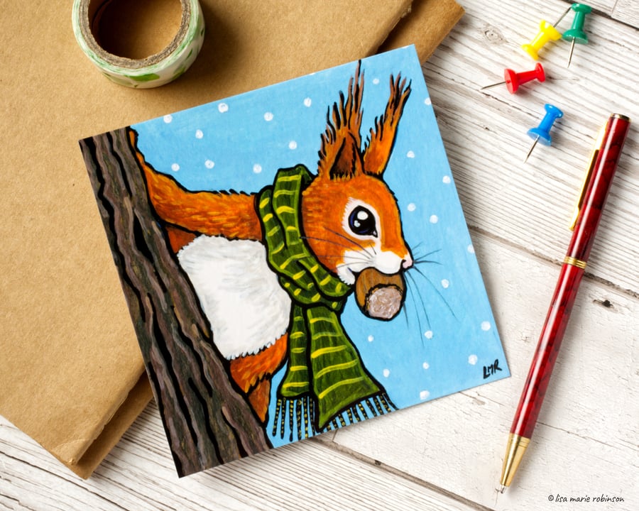 Winter Red Squirrel Postcard