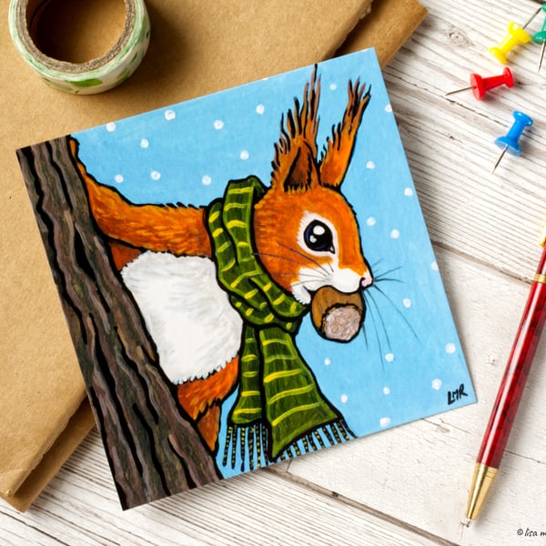 Winter Red Squirrel Postcard