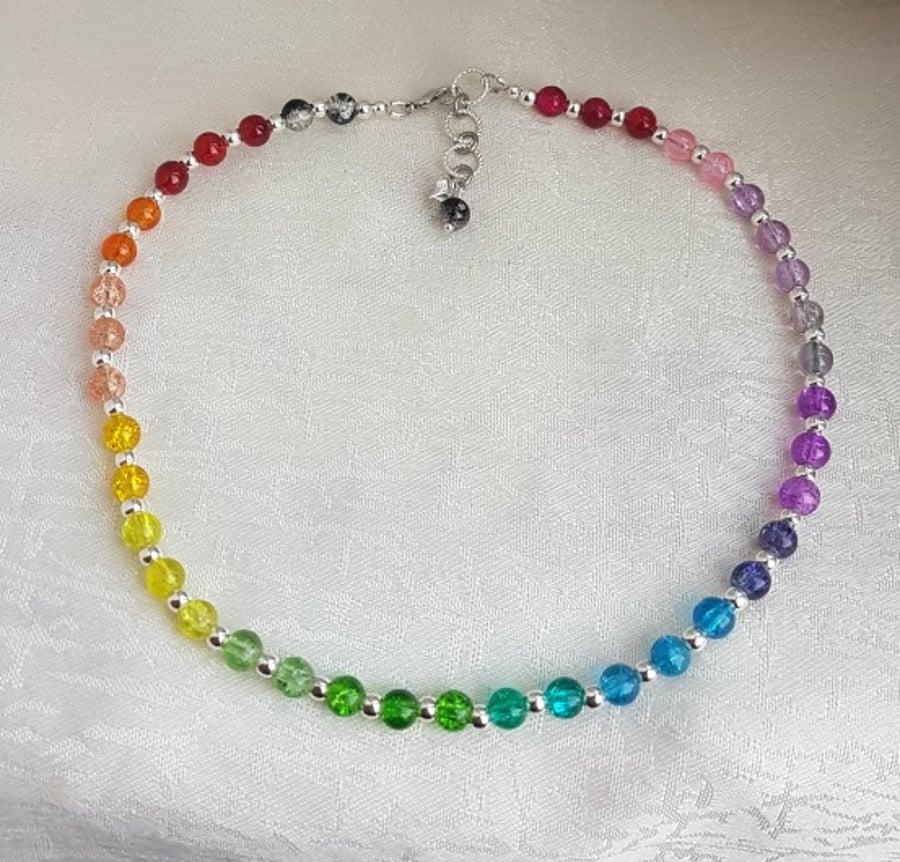 Gorgeous Rainbow bead Choker Necklace - Design 1