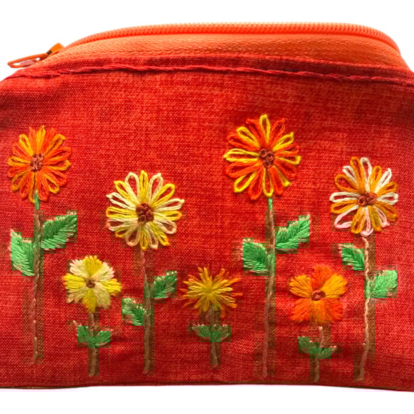 Embroidery sunflowers coin purse