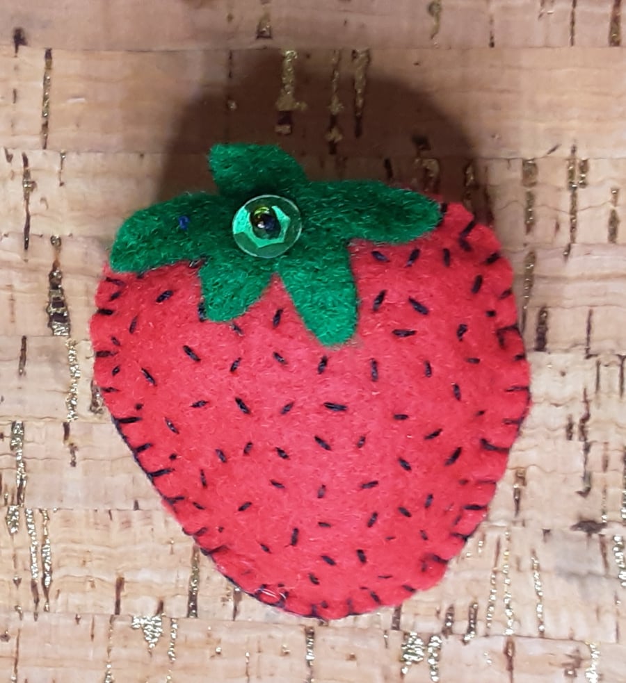 Strawberry red Felt Brooch