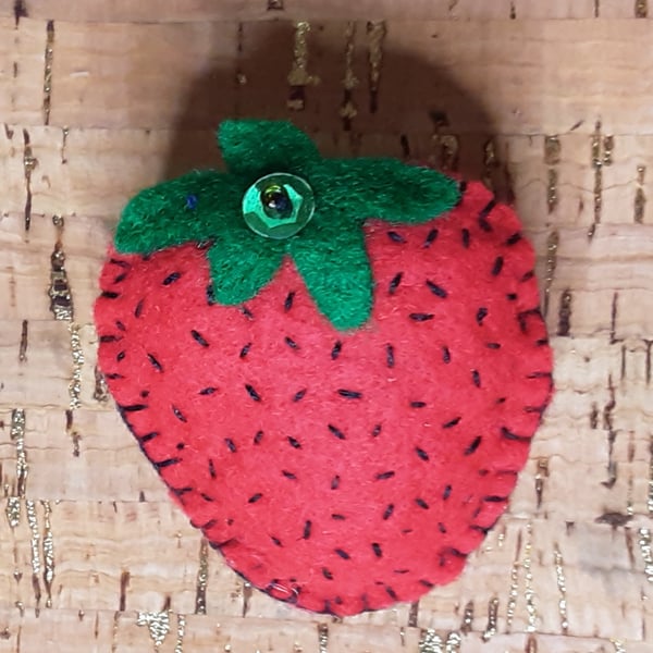 Strawberry red Felt Brooch