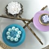 Handmade Bobby Hair Pins, Purple & Turquoise Beaded Buttons & White Flower
