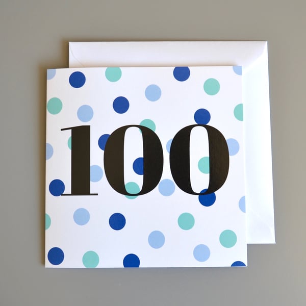 100th Birthday Card for Him - 100 - One Hundred -  Hundredth Birthday Card