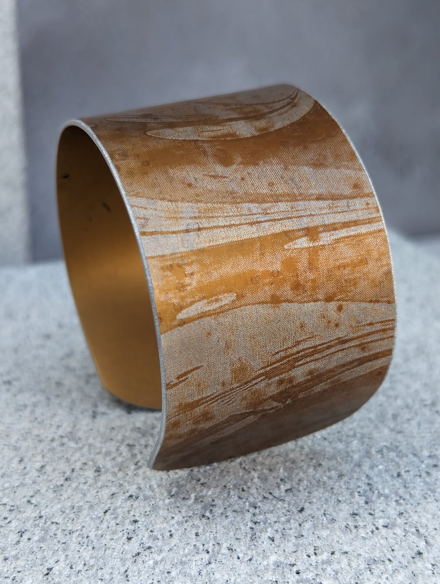 Bronze colour aluminium cuff bangle - handcrafted statement jewellery