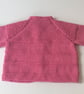 Baby cardigan pink hand knit 0-3 months  - Image 3